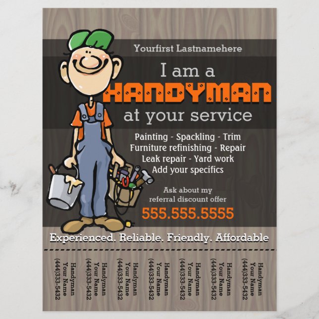Handy Man.Carpenter.Plumber.Painter.Yard Work Flyer (Front)