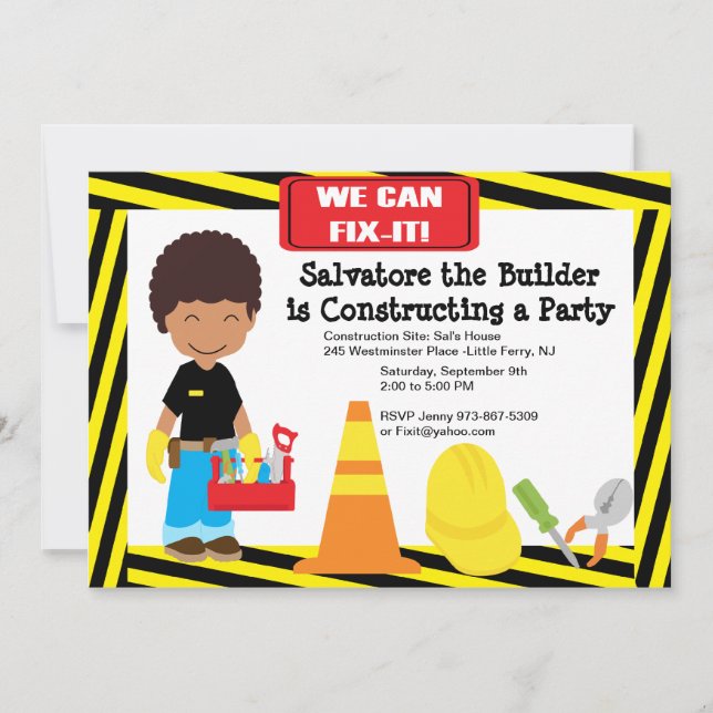 Handy Man Fix It Boys Birthday Invitation (Front)