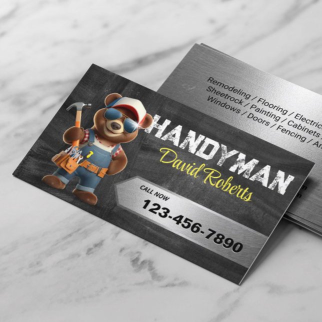 Handyman Bear House Repair & Maintenance Service Business Card (Creator Uploaded)