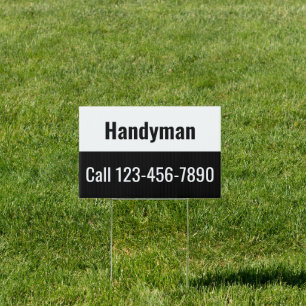 Handyman Black & White Text Template Garden Sign