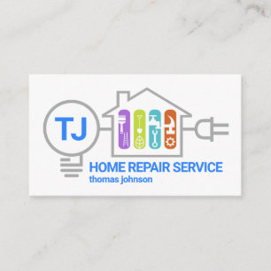 Handyman Bulb Plug Electrical Circuit Business Card