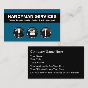 Handyman Business Cards Cool Design