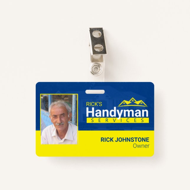 Handyman Business Metal Clip Badge - Home Business ID Badge (Front with Clip)