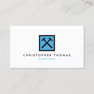 Handyman, Carpenter, Builder Blue Logo Business Card