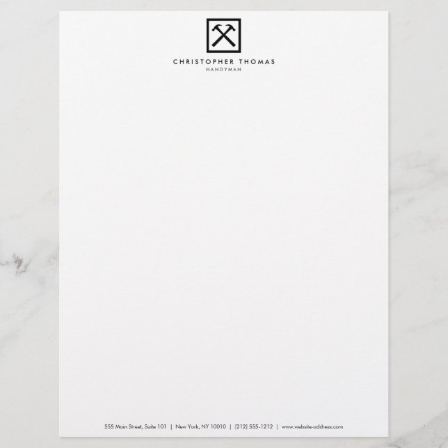 Handyman, Carpenter, Builder Logo Custom Letterhead (Front)