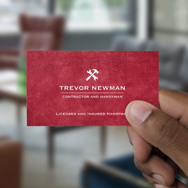 Handyman Carpenter Construction Grunge RED Business Card (Creator Uploaded)