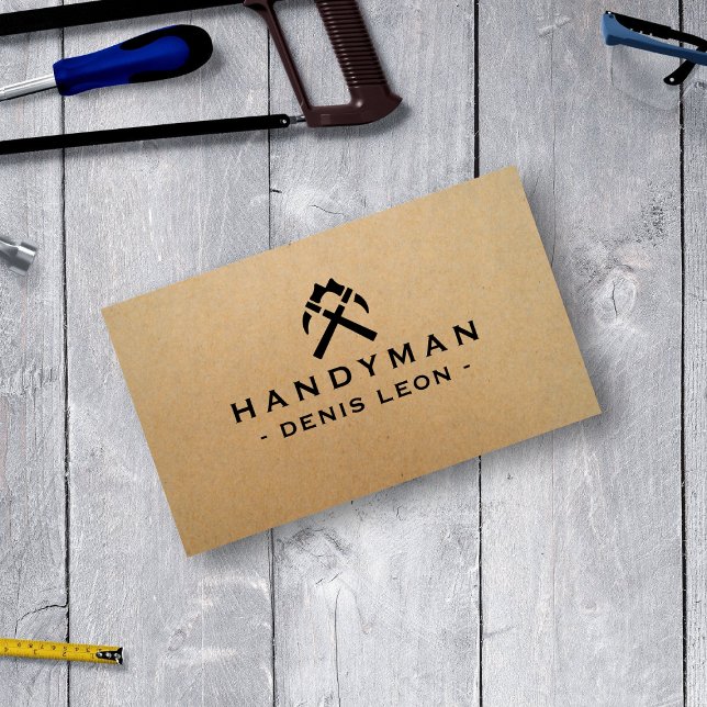 Handyman Carpenter Kraft Rustic Business Card (Creator Uploaded)