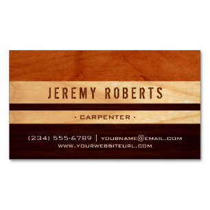 Handyman Carpenter Remodeling Stylish Wood Stripes Magnetic Business Card