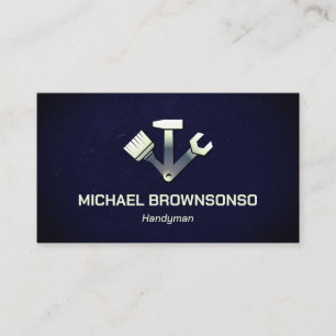 Handyman Carpenter Services Simple Navy Business Card