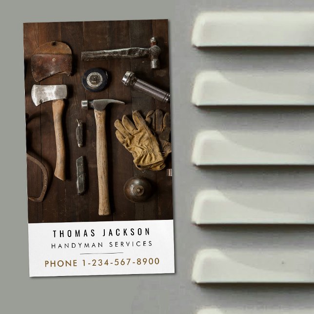 Handyman Carpenter Tools Photo QR Code  Magnetic Business Card (Handyman Carpenter Tools Photo QR Code Business Card Magnet)