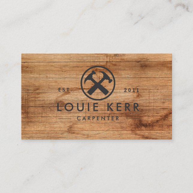 Handyman, Carpenter, Woodworker , Wood  Business Card (Front)