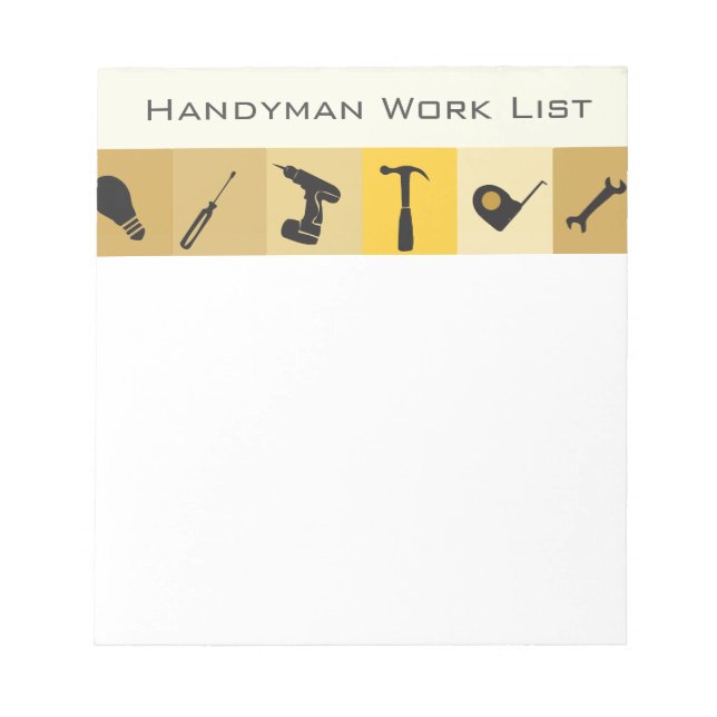 Handyman Construction Buildern Honey Do List Notepad (Front)