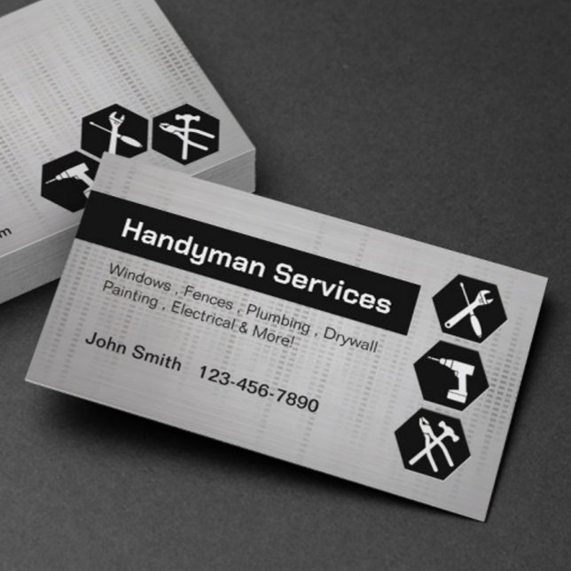 Handyman construction remodeling Black Label Business Card (Creator Uploaded)