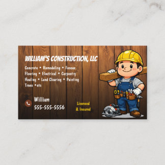 Handyman Contractor Construction Business Card