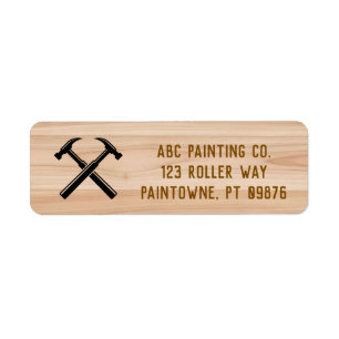 Handyman Contractor Rustic Wood Hammer Address Return Address Label