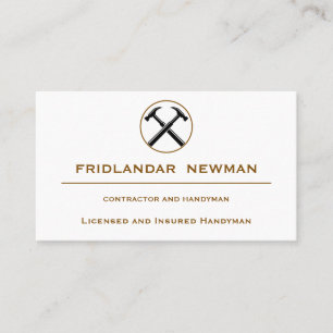 Handyman Contractor Rustic Wood Hammer Logo Business Card