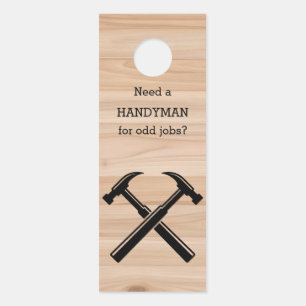 Handyman Contractor Rustic Wood Hammer Logo Door Hanger
