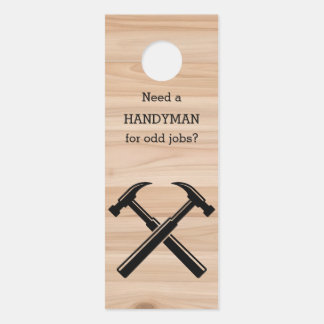 Handyman Contractor Rustic Wood Hammer Logo Door Hanger