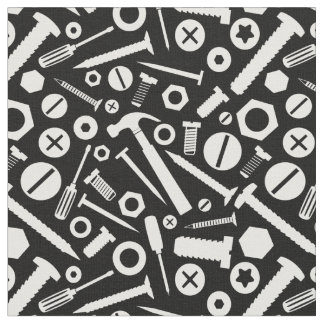 Handyman DIY Mister Fixit Hammer Nuts Bolts Tools Fabric