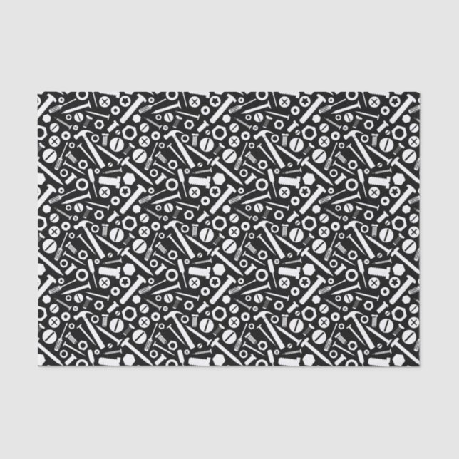 Handyman DIY Mister Fixit Hammer Nuts Bolts Tools Tissue Paper (Front)