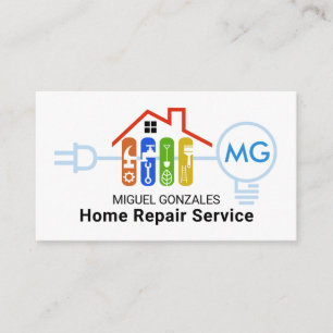 Handyman Electrical Circuit Home Remodeling Business Card
