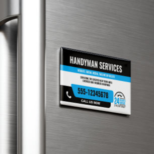 HANDYMAN FIX IT GUY URGENT REPAIR  BLACK BLUE 	Magnetic BUSINESS CARD