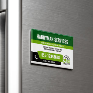 HANDYMAN FIX IT GUY URGENT REPAIR  BLACK GREEN 	Magnetic BUSINESS CARD