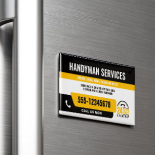HANDYMAN FIX IT GUY URGENT REPAIR BLACK YELLOW Magnetic BUSINESS CARD