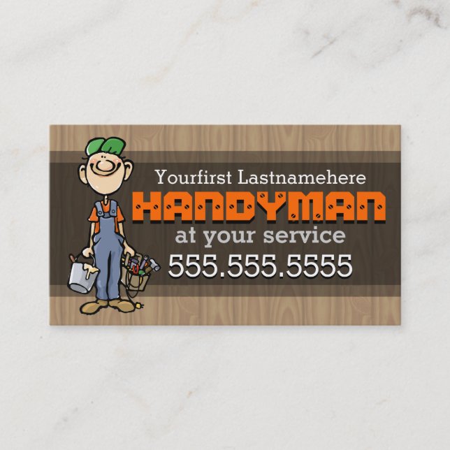 Handyman.Fix-It Man.Home repair.Custom text/colour Business Card (Front)
