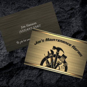 Handyman Gold Steel Maintenance Repair Service Business Card