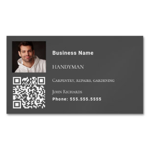 Handyman grey photo QR code Magnetic Business Card