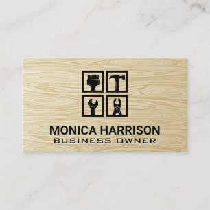 Handyman Hardware Tools Wood Grain Business Card