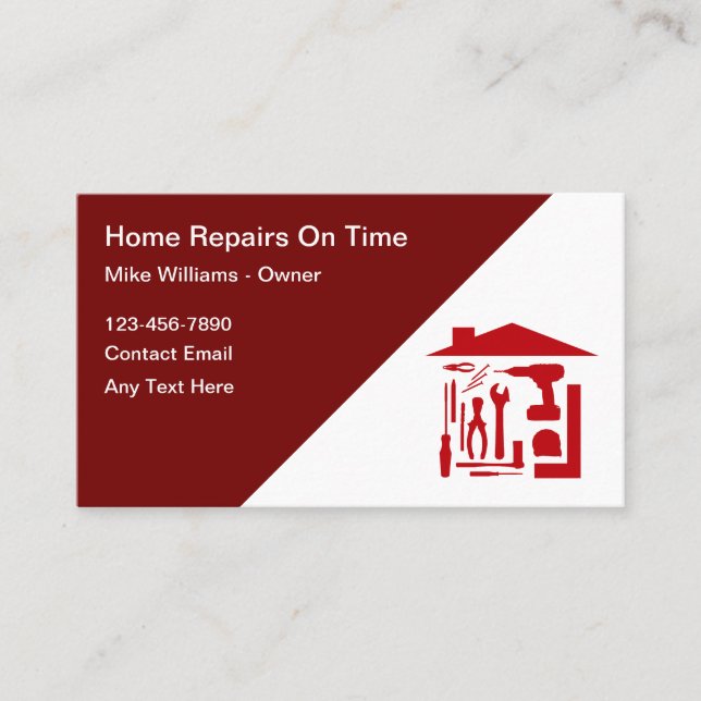 Handyman Home Maintenance Business Cards (Front)