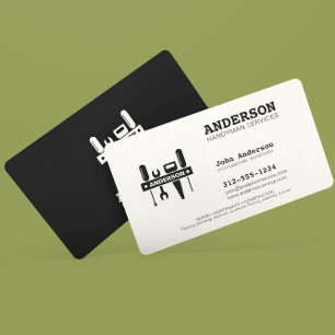 Handyman Home Repair Business Custom Black Noir Business Card