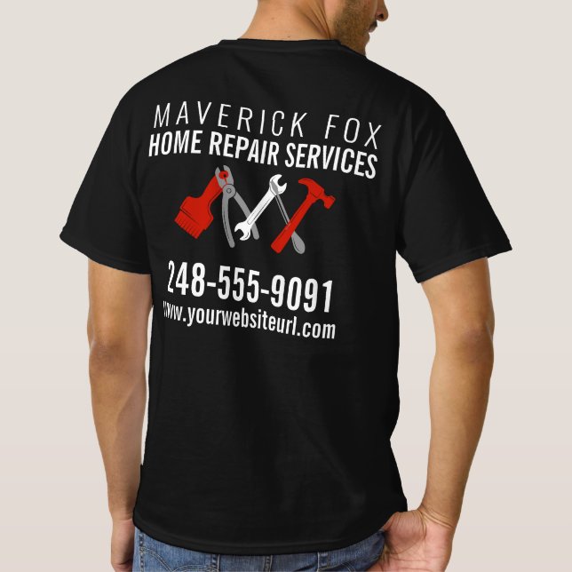Handyman Home Repair & Maintenance Services T-Shirt (Back)