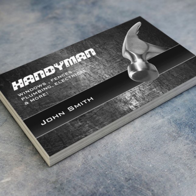 Handyman Home Repair Professional Hammer Grunge Business Card (Creator Uploaded)
