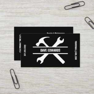 Handyman Home Repairs Contractor Modern Black Business Card