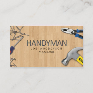 Handyman Home Repairs Hammer Nails on Wood Business Card