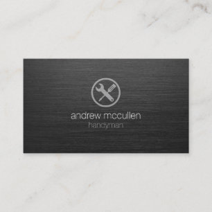 Handyman HomeRepairs Tools Icon Dark Brushed Metal Business Card