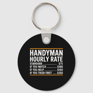 Handyman Hourly Rate Funny Mechanic Repairman Key Ring
