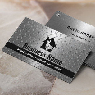 Handyman House Repair Maintenance Modern Metal Business Card