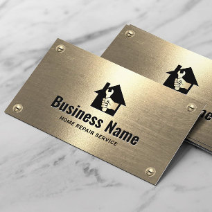 Handyman House Repair Maintenance Service Gold Business Card