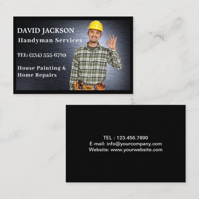 Handyman House Repair Maintenance Service Metal  Business Card (Front/Back)