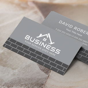 Handyman House Repair Service Dark Bricks Business Card