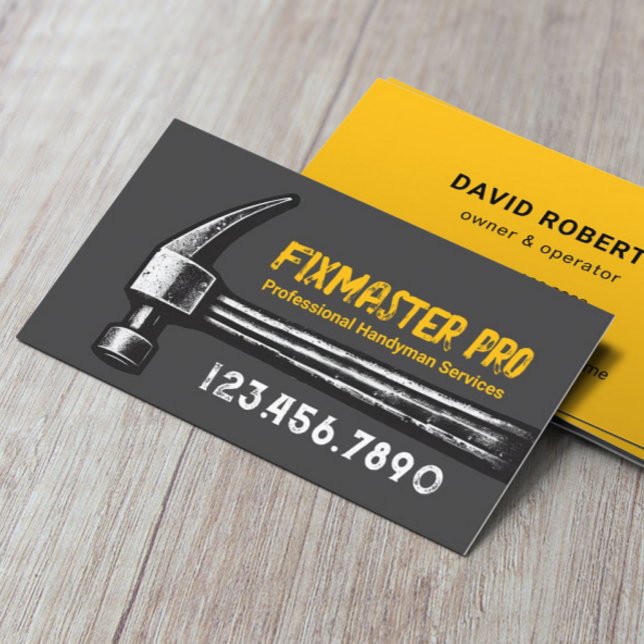 Handyman House Repair Service Hammer Fix Master Business Card (Creator Uploaded)