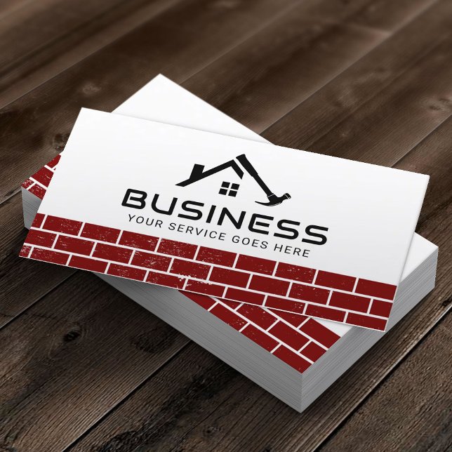 Handyman House Repair Service Red Bricks Business Card (Creator Uploaded)