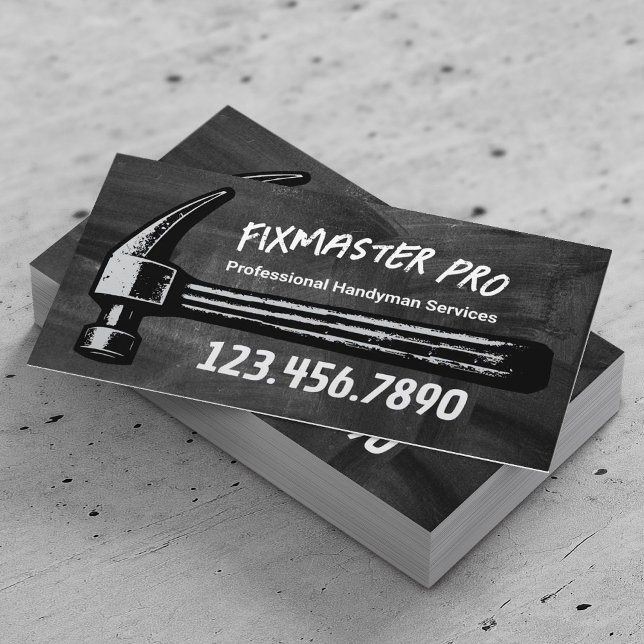 Handyman House Repair Service Retro Hammer Chalk Business Card (Creator Uploaded)