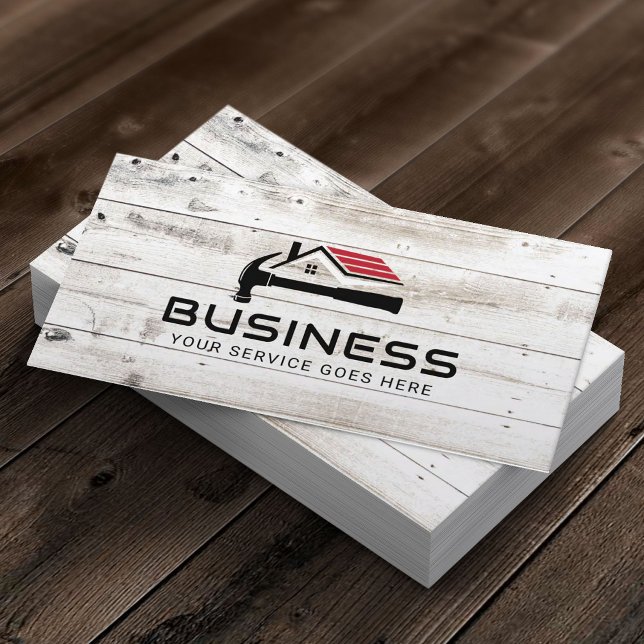 Handyman House Repair Service Rustic Wood Business Card (Creator Uploaded)