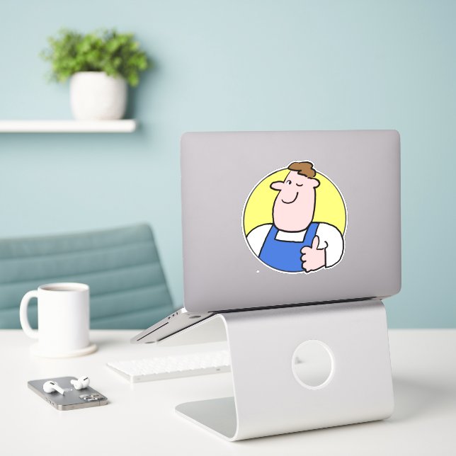 Handyman Image in Colour Sticker (Laptop On Desk)