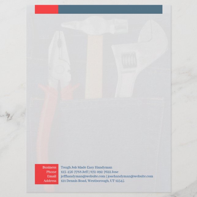 Handyman Letterhead Template (Front)